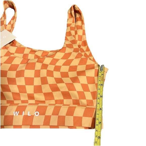 NWT Wilo the Label Athletic Bra Top Peach Orange Checker Print TOP ONLY XS - Picture 7 of 7